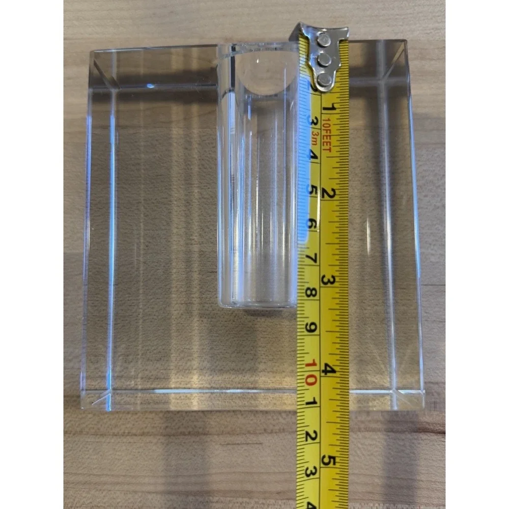 Vintage MCM Clear Crystal Block Bud Vase Heavy Minimalist Propagation Decor